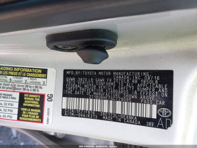 2T1BURHE7GC729095 Toyota COROLLA LE