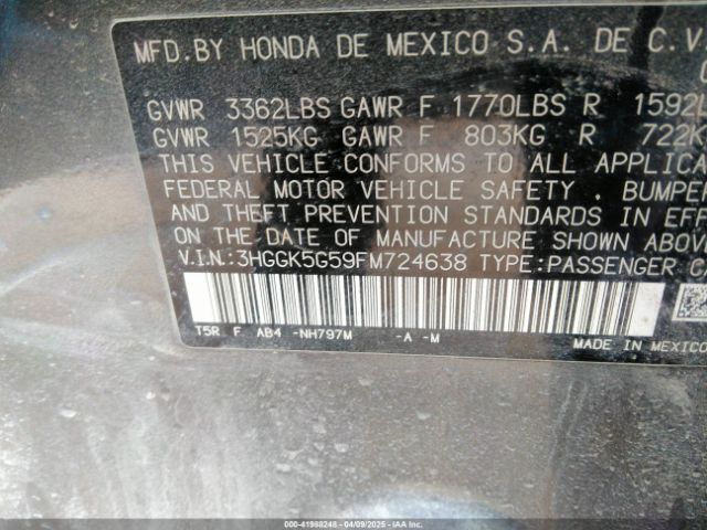 3HGGK5G59FM724638 Honda FIT LX