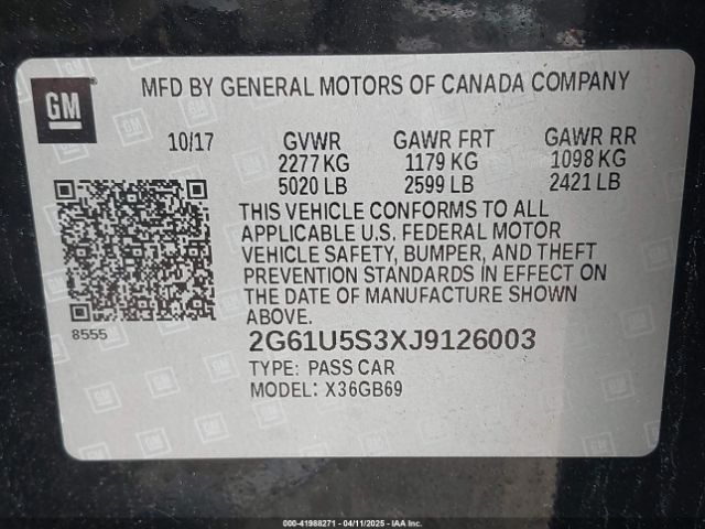 2G61U5S3XJ9126003 Cadillac Xts W20 Livery Package