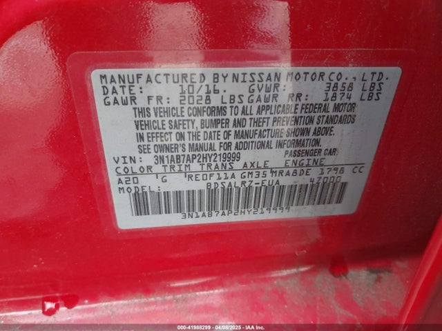 3N1AB7AP2HY219999 Nissan SENTRA SR