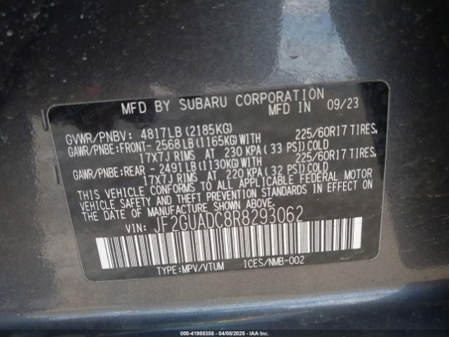 JF2GUADC8R8293062 Subaru Crosstrek Premium