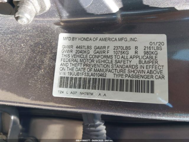 19UUB1F53LA010462 Acura Tlx Tech Package