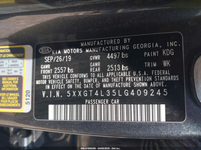5XXGT4L35LG409245 KIA Optima Lx