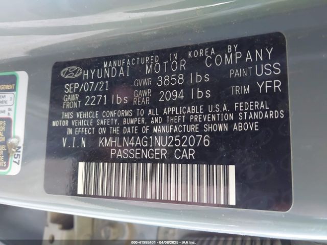 KMHLN4AG1NU252076 Hyundai mpi nu pe