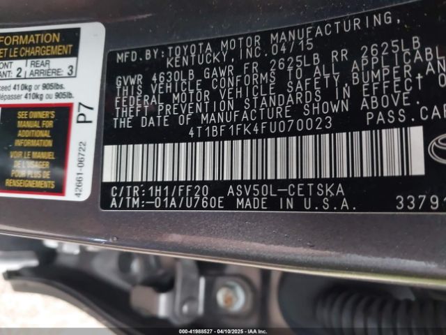 4T1BF1FK4FU070023 Toyota CAMRY SE