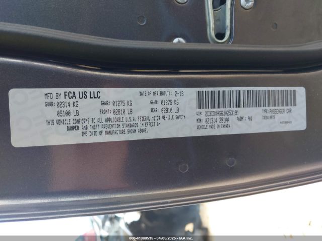 2C3CDXHG6JH253191 Dodge Charger Sxt Plus Rwd