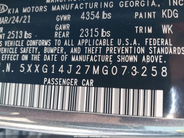 5XXG14J27MG073258 KIA K5 LXS