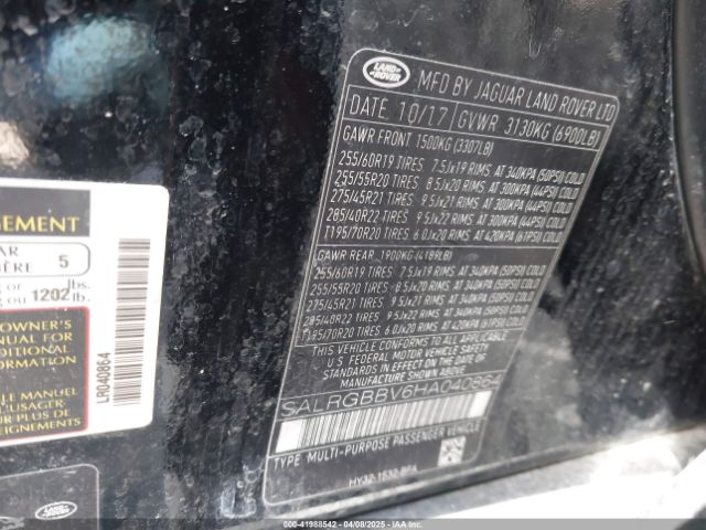 SALRGBBV6HA040864 Land Rover Discovery Se
