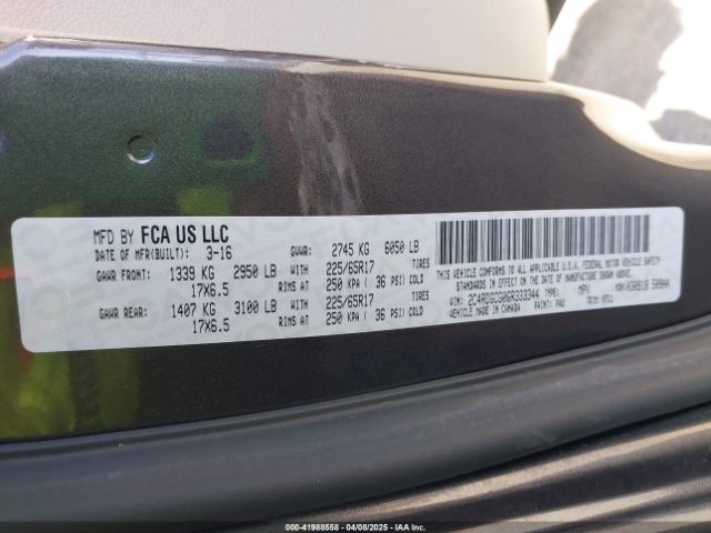 2C4RDGCG0GR333344 Dodge Grand Caravan Sxt