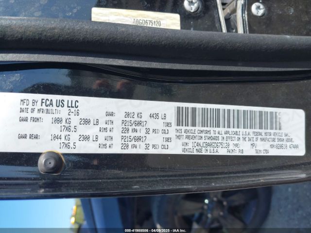 1C4NJCBA0GD675120 Jeep Compass Sport