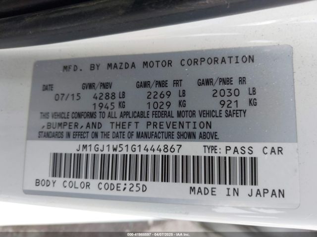 JM1GJ1W51G1444867 Mazda Mazda6 I Grand Touring