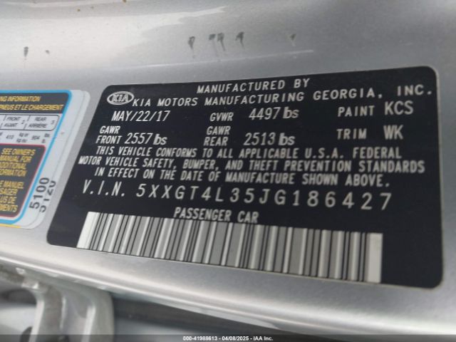 5XXGT4L35JG186427 KIA Optima Lx