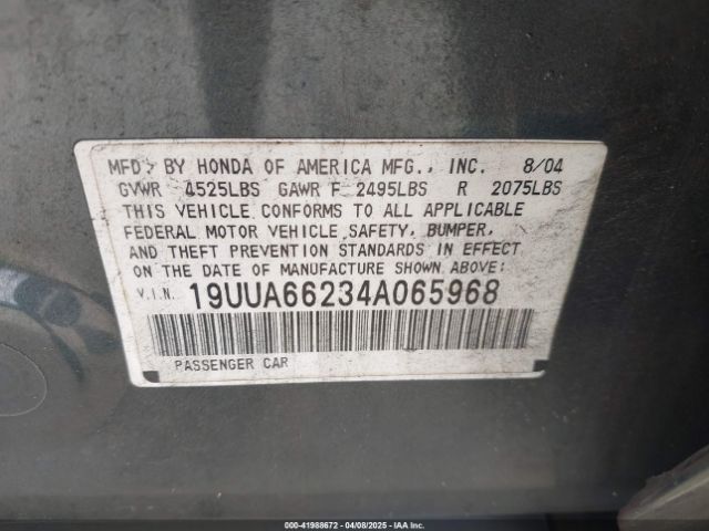 2004 ACURA TL 19UUA66234A065968 Photo 8