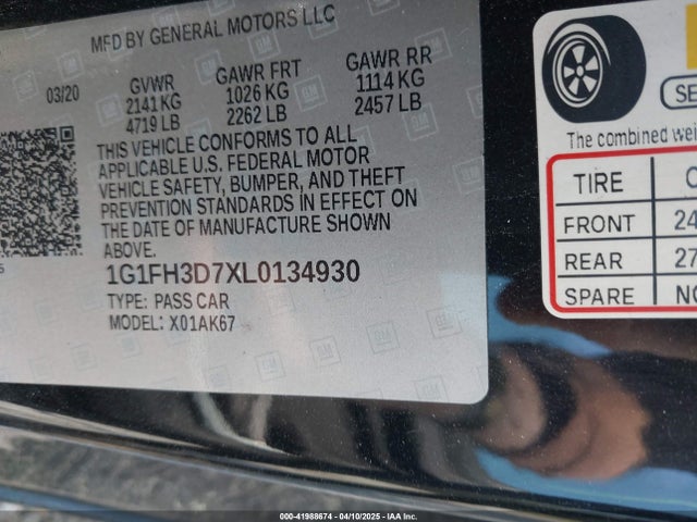 1G1FH3D7XL0134930 Chevrolet lt1 - direct injection, afm, variable valve timing, high output, alum
