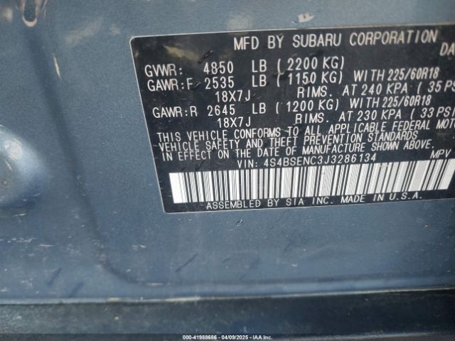 4S4BSENC3J3286134 Subaru Outback 3.6r Limited