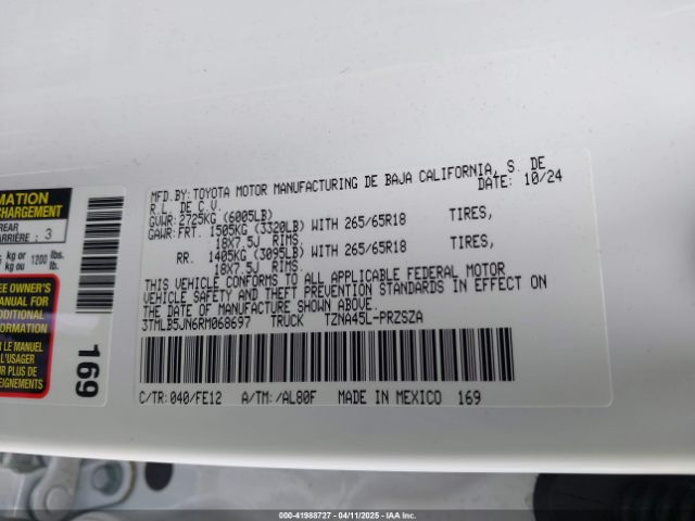 3TMLB5JN6RM068697 Toyota Tacoma Trd Sport 4wd