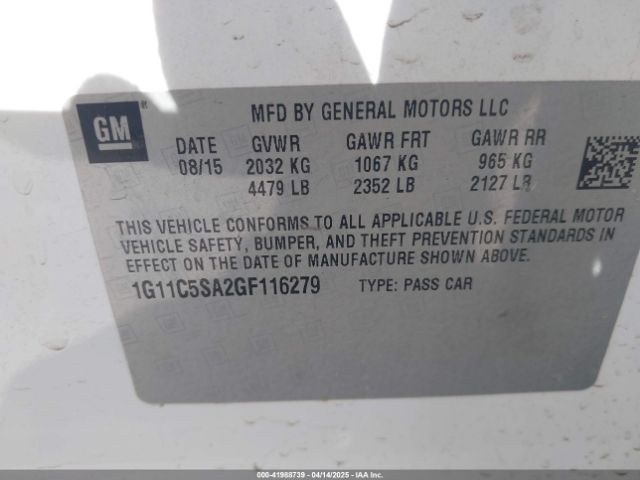 1G11C5SA2GF116279 Chevrolet Malibu Limited Lt