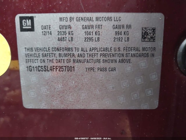 1G11C5SL4FF257001 Chevrolet MALIBU 1LT