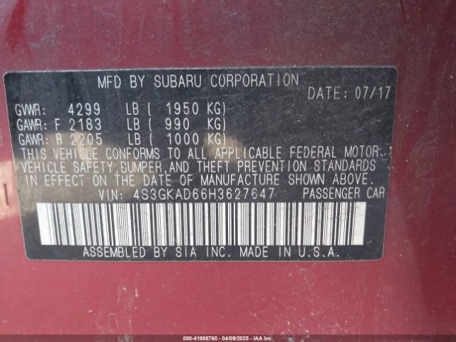 4S3GKAD66H3627647 Subaru Impreza 2.0i Premium