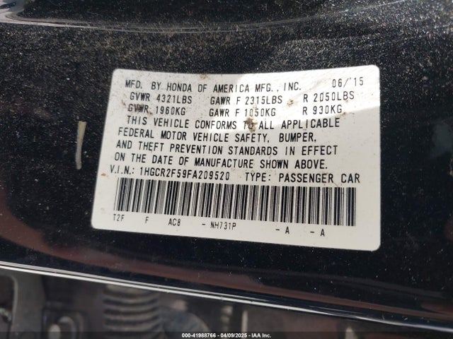 1HGCR2F59FA209520 Honda Accord Sport