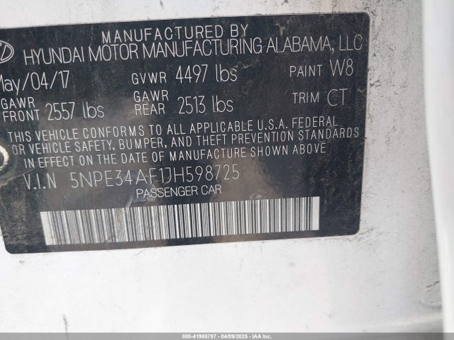 5NPE34AF1JH598725 Hyundai SONATA SEL