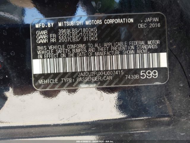 2017 MITSUBISHI LANCER JA32U2FUXHU007415 Photo 8