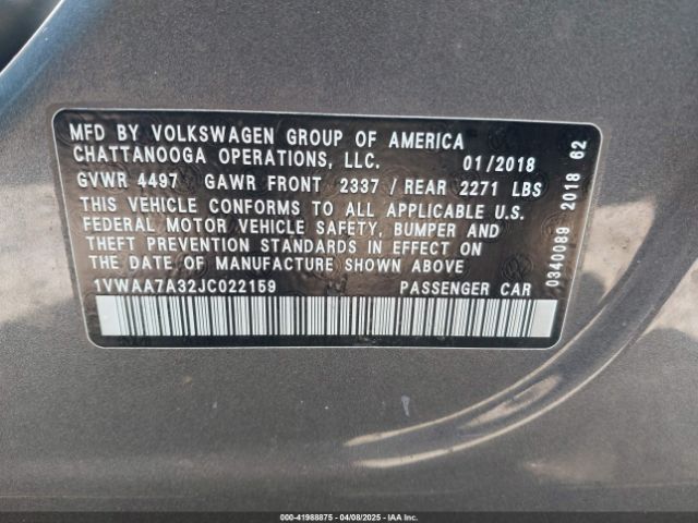 1VWAA7A32JC022159 Volkswagen Passat 2.0t R-line/2.0t S