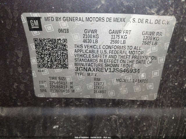 3GNAXREV1JS646934 Chevrolet EQUINOX LS