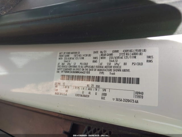 1FTBW3X88MKA42155 Ford Transit-350 Cargo Van
