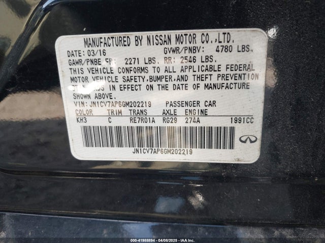 JN1CV7AP6GM202219 Infiniti Q50 2.0t Premium