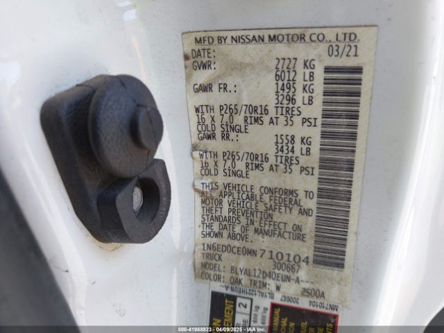 1N6ED0CE0MN710104 Nissan Frontier King Cab S 4x2