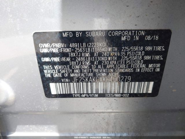 JF2SKAKCXKH400279 Subaru Forester Sport