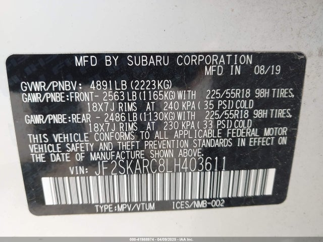 JF2SKARC8LH403611 Subaru Forester Sport