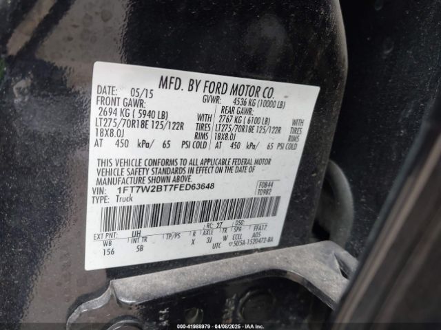 1FT7W2BT7FED63648 Ford F-250 Lariat