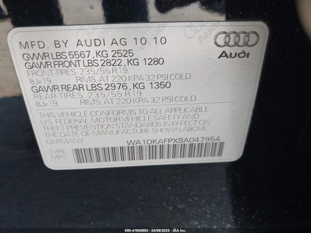 2011 AUDI Q5 WA1DKAFPXBA047954 Photo 8