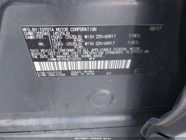 JTMWFREV9HD100555 Toyota Rav4 Xle