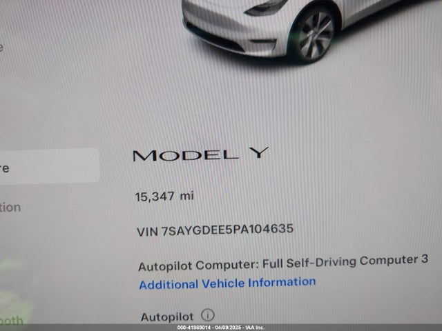 7SAYGDEE5PA104635 Tesla Model Y Awd/long Range Dual Motor All-wheel Drive