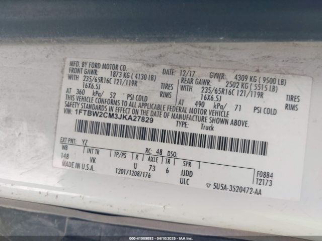 1FTBW2CM3JKA27829 Ford Transit-350