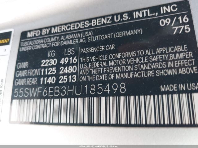 55SWF6EB3HU185498 Mercedes-Benz Amg C 43 4matic