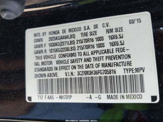 3CZRM3H36FG705816 Honda CR-V LX