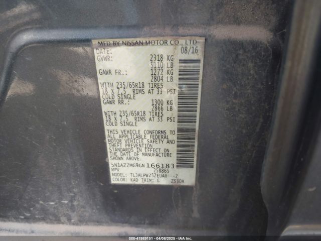 5N1AZ2MG9GN166183 Nissan MURANO S