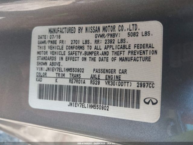 JN1EV7EL1HM550902 Infiniti Q60 3.0t Premium
