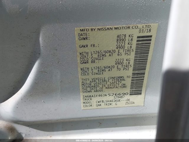 1N6BA1F46JN526690 Nissan Titan Xd Sv Diesel