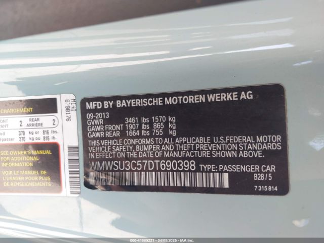 2013 MINI HARDTOP WMWSU3C57DT690398 Photo 8