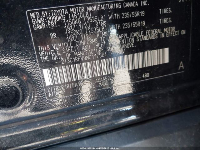 2T3C1RFV9MC117564 Toyota Rav4 Xle Premium