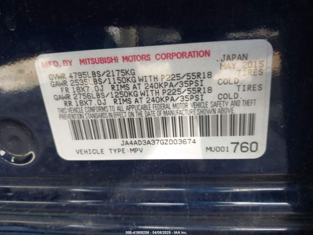 JA4AD3A37GZ003674 Mitsubishi Outlander Se/sel