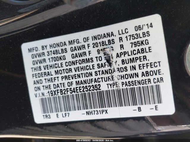 19XFB2F54EE252352 Honda Civic Lx