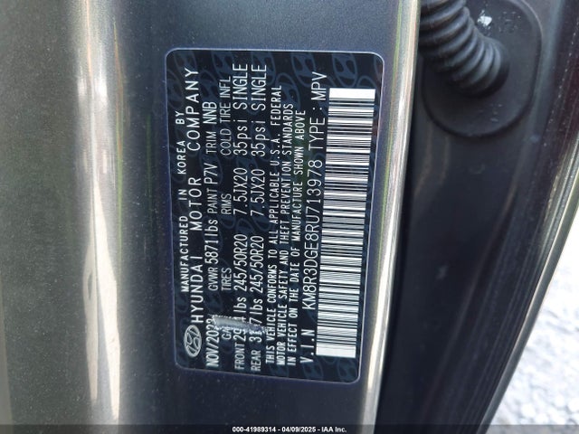 KM8R3DGE8RU713978 Hyundai Palisade Xrt