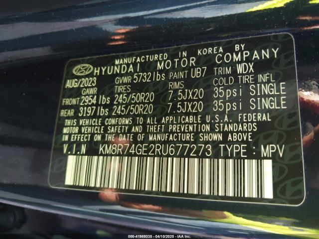 KM8R74GE2RU677273 Hyundai Palisade Calligraphy