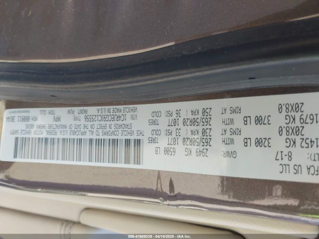 1C4RJECG9JC125556 Jeep Grand Cherokee Overland 4x2